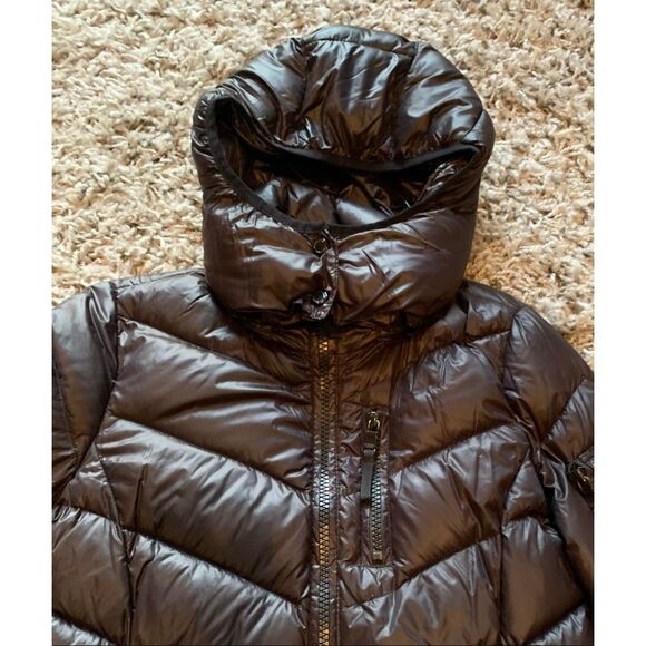 Andrew Marc Loden packable puffer DOWN Shiny Black Long Coat Jacket sz XS - Picture 5 of 10